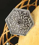 Majestic Silver Plated Oxidised Geometric Shape Self Design Ring
