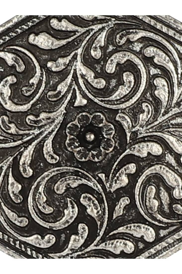 Majestic Silver Plated Oxidised Geometric Shape Self Design Ring