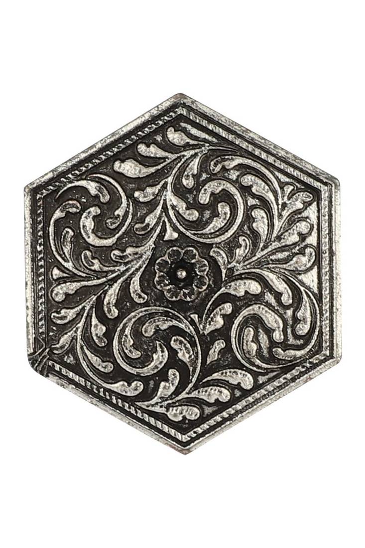 Majestic Silver Plated Oxidised Geometric Shape Self Design Ring