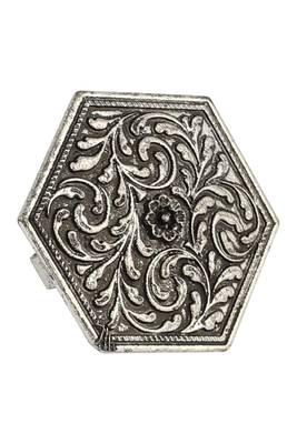 Majestic Silver Plated Oxidised Geometric Shape Self Design Ring 4