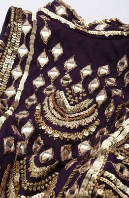 Panchhi Women Magenta Net Sequinse Embroidered Semi-Stitched Lehenga & Blouse with Dupatta 2