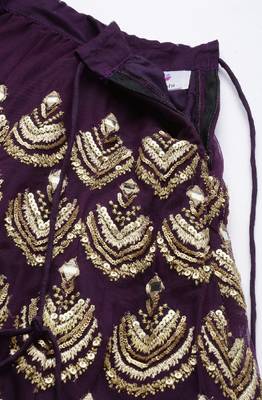 Panchhi Women Magenta Net Sequinse Embroidered Semi-Stitched Lehenga & Blouse with Dupatta 3