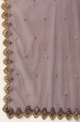 Panchhi Women Magenta Net Sequinse Embroidered Semi-Stitched Lehenga & Blouse with Dupatta 4