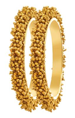 Designer Bunched Golden Pearls High Gloss Gold Plates bangles Set 1