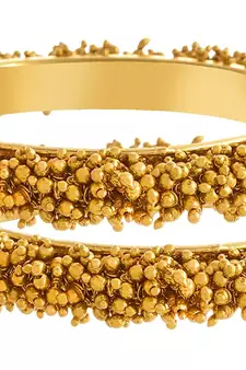 Designer Bunched Golden Pearls High Gloss Gold Plates bangles Set