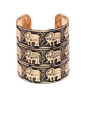 Black Meenakari work Elephant or Animal Motif Free Size Adjustable Cuff bangles 1