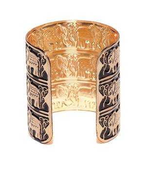 Black Meenakari work Elephant or Animal Motif Free Size Adjustable Cuff bangles 2