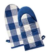 Lushomes Buffalo Checks Oven Kitchen Glove Frog Style (Pack of 2, 6 x 13 Inches) (Blue)