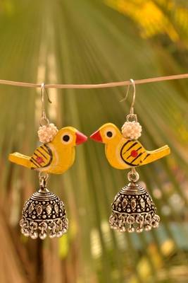 Designer Bird Motif Jhumka or Jhumki Earrings danglers drops 1