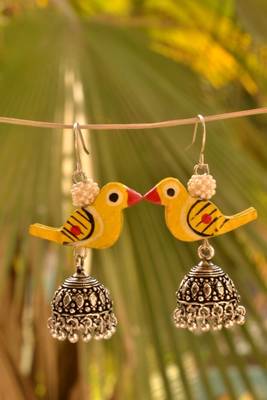 Designer Bird Motif Jhumka or Jhumki Earrings danglers drops 2