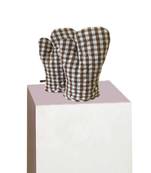 Lushomes Brown Small Checks Heat ResisCreamt Kitchen Oven Mitten, Pack of 2 (Size 17 x 32 cms, 2 pc Set)
