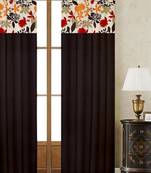  Cotton Black Leaf  Bloomberry Curtains with 8 Eyelets &  Tiebacks for Door Size: (54x90 Inches),Pack of: 1