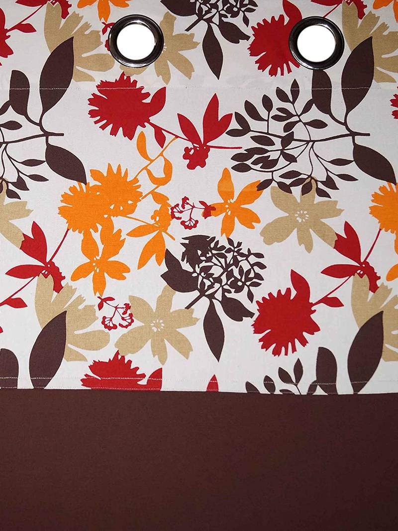  Cotton Black Leaf  Bloomberry Curtains with 8 Eyelets &  Tiebacks for Door Size: (54x90 Inches),Pack of: 1