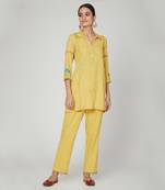 Yellow Sunset Jasmine Short Kurta Pants Set