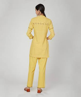 Yellow Sunset Jasmine Short Kurta Pants Set 2
