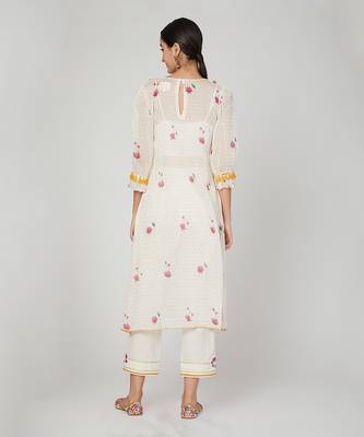 White Lotus Printed Kurta Pants Set 2