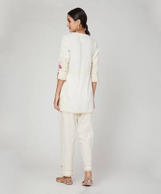 White Lotus Short Kurta Pants Set 2