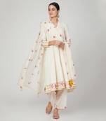 White Lotus Anarkali Kurta Pants Set