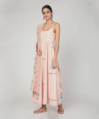 Pink Sunset Kalidar Kurta Pant Dupatta Set 1