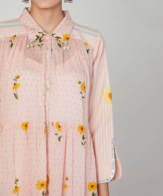 Pink Sunset Printed Shirt Dress 3
