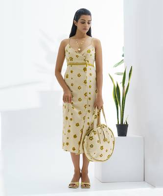 Beige Pumpkin Wrap Dress 1