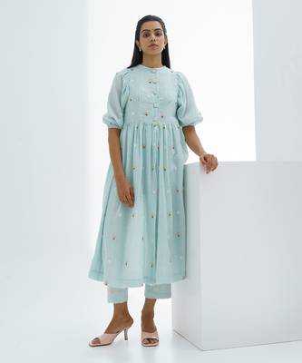 Sky Blue Rosebay Cape Dress Set 1