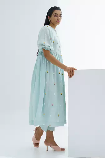 Sky Blue Rosebay Cape Dress Set