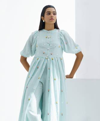 Sky Blue Rosebay Cape Dress Set 4