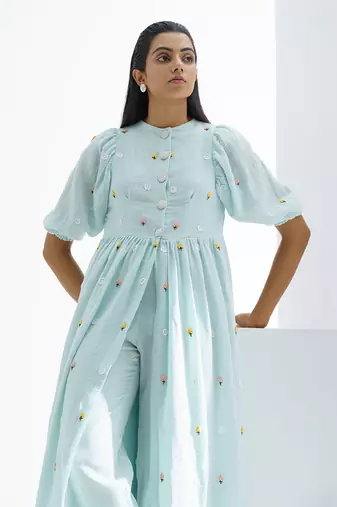 Sky Blue Rosebay Cape Dress Set