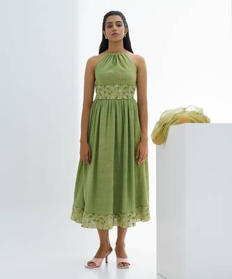 Green Lime Flower Dress 1