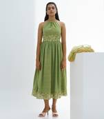 Green Lime Flower Dress