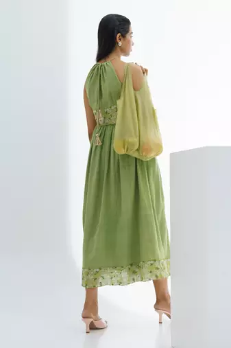 Green Lime Flower Dress
