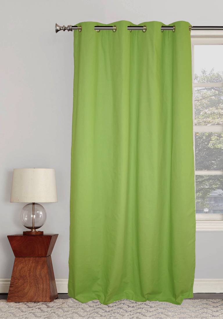  Cotton Light Green  Plain Cotton Curtains for Living Room/Home with 8 Eyelets for Door (54x90 Inches),Pack of: 1