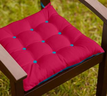  Half Panama Bi-Color Pink and Blue Chair Pad Cushion with 9+9 Buttons and 4 Strings (Single pc, Size: 16''x16'') 1