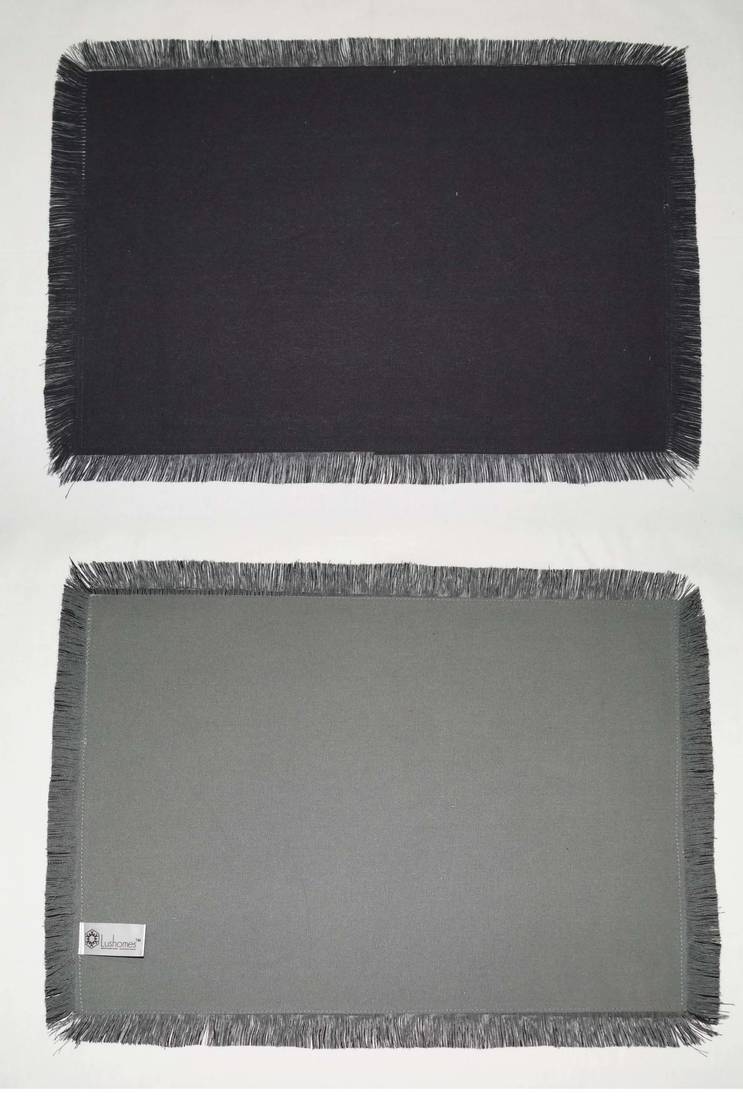 Lushomes Reversible Fancy Fringe Table mats Online (13 x 19 Inches, Pack of 6)