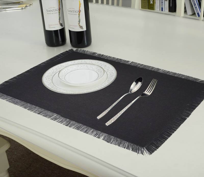 Lushomes Reversible Fancy Fringe Table mats Online (13 x 19 Inches, Pack of 6)
