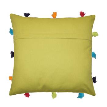 Lushomes Green Sofa Cushion Cover Online with Colorful Tassels (Single pc, 12 x 12 inches) 3