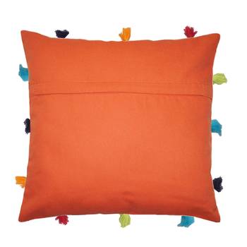 Lushomes Red Wood Sofa Cushion Cover Online with Colorful Tassels (Single pc, 12 x 12 inches) 3