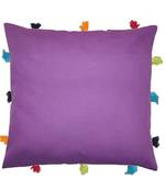 Lushomes Purple Sofa Cushion Cover Online with Colorful Tassels (Single pc, 12 x 12 inches)