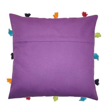 Lushomes Purple Sofa Cushion Cover Online with Colorful Tassels (Single pc, 12 x 12 inches) 2