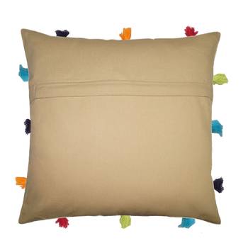 Lushomes YellowSofa Cushion Cover Online with Colorful Tassels (Single pc, 12 x 12 inches) 2