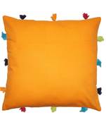 Lushomes Sun Orange Sofa Cushion Cover Online with Colorful Tassels (Single pc, 12 x 12 inches)