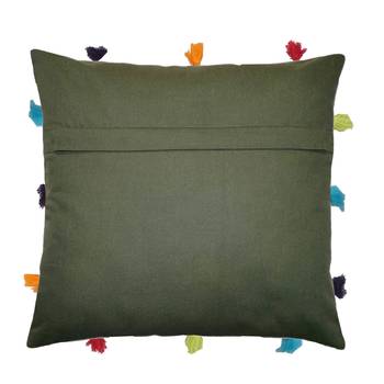 Lushomes Green Sofa Cushion Cover Online with Colorful Tassels (Single pc, 12 x 12 inches) 2