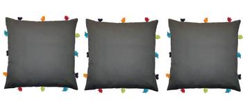 Lushomes Grey Sofa Cushion Cover Online with Colorful Tassels (Pack of 3 Pcs, 12 x 12 inches) 2
