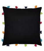Lushomes Pirate Black Sofa Cushion Cover Online with Colorful Tassels (Single pc, 14 x 14 inches)
