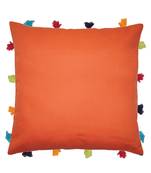 Lushomes Red Wood Sofa Cushion Cover Online with Colorful Tassels (Single pc, 14 x 14 inches)