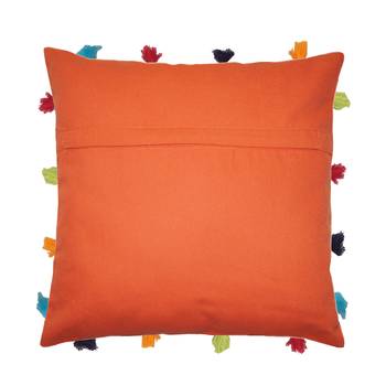 Lushomes Red Wood Sofa Cushion Cover Online with Colorful Tassels (Single pc, 14 x 14 inches) 3