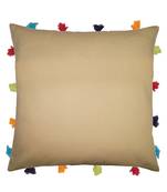 Lushomes YellowSofa Cushion Cover Online with Colorful Tassels (Single pc, 14 x 14 inches)