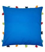 Lushomes Sky Blue Sofa Cushion Cover Online with Colorful Tassels (Single pc, 14 x 14 inches)