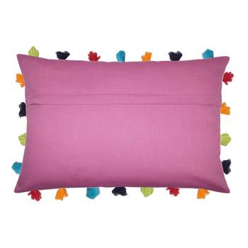 Lushomes Blue Sofa Cushion Cover Online with Colorful Tassels (Single pc, 14 x 20 inches) 3